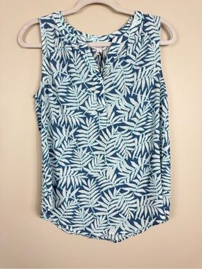 41 Hawthorn Top Womens Small Blue Green Floral Tropical Blouse Career Office NWT